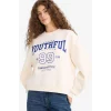 Defacto E9502AXWT32 Beyaz Regular Fit Bisiklet Yaka Baskılı Sweatshirt