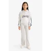 Defacto F3201A8GR85 Gri Kız Çocuk NBA Los Angeles Lakers Relax Fit Polo Yaka Sweatshirt