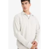 Defacto E9410AXBG672 Bej Regular Fit Polo Yaka Yarım Fermuarlı Fitilli Kadife Sweatshirt