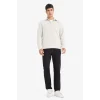 Defacto E9410AXBG672 Bej Regular Fit Polo Yaka Yarım Fermuarlı Fitilli Kadife Sweatshirt