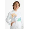 Defacto F2595A8WT32 Beyaz Erkek Çocuk 2li Takım Baskılı Kapüşonlu Sweatshirt Eşofman Altı