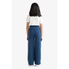 Defacto C7131A8IN246 İndigo Kız Çocuk Wide Leg Geniş Paça Beli Lastikli Eşofman Altı