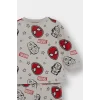 Defacto F4579A5GR470 Gri Erkek Bebek Marvel Comics Pijama Takımı Penye Uzun Kollu Üst Uzun Alt