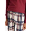 Defacto F1895A8BR281 Bordo Erkek Çocuk Pijama Takımı Waffle Uzun Kollu Üst Kareli Uzun Alt