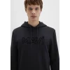 Mavi 0610941-900 Mavi Logo Baskılı Kapüşonlu Siyah Sweatshirt