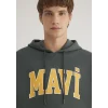 Mavi 067149-71598 Mavi Logo Baskılı Kapüşonlu Yeşil Sweatshirt