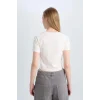 Defacto Z8790 Beyaz Coool Fitted Bisiklet Yaka Basic Düz Kısa Kollu Beyaz Tişört