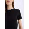 Defacto Z8790 Siyah Coool Fitted Bisiklet Yaka Basic Düz Kısa Kollu Tişört