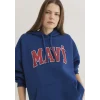 Mavi 1600361-82625 Mavi Logo Baskılı Kapüşonlu Lacivert Sweatshirt
