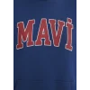 Mavi 1600361-82625 Mavi Logo Baskılı Kapüşonlu Lacivert Sweatshirt