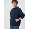 Mavi 065809-29743 Mavi Logo Nakışlı Kapüşonlu Lacivert Sweatshirt