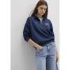 Mavi 1S10373-70488 Mavi Logo Baskılı Yarı Fermuarlı Lacivert Sweatshirt