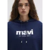 Mavi 168334-70488 Mavi Logo Baskılı Kapüşonlu Lacivert Sweatshirt
