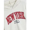 LCW Kids Ekru Kapüşonlu New York Baskılı Erkek Çocuk Sweatshirt