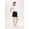 Defacto U3357 Siyah 	Beli Lastikli Cepli Düz Paça Şort