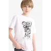 Defacto F0170 Beyaz Erkek Çocuk Bisiklet Yaka Baskılı Kısa Kollu Tişört