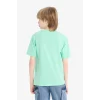 Defacto F0174 Yeşil Erkek Çocuk Bisiklet Yaka Baskılı Kısa Kollu Tişört