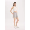 Defacto U3357 Gri 	Beli Lastikli Cepli Düz Paça Şort