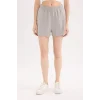 Defacto U3357 Gri 	Beli Lastikli Cepli Düz Paça Şort