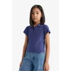 Defacto Z7794 Mor Kız Çocuk Slim Fit Dar Kesim Polo Yaka Basic Düz Fitilli Kaşkorse Kısa Kollu Tişört