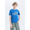 Defacto E0431 Mavi Erkek Çocuk Bisiklet Yaka Baskılı Kısa Kollu Tişört