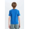 Defacto E0431 Mavi Erkek Çocuk Bisiklet Yaka Baskılı Kısa Kollu Tişört