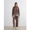 LCW Vision Kahverengi Bisiklet Yaka Oversize Kadın Sweatshirt