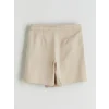 LCW Kids Bej Basic Gabardin Kız Çocuk Şort Etek