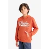Defacto G3662A8OG171 Turuncu Erkek Çocuk 2li Takım Kapüşonlu Baskılı Sweatshirt Eşofman Altı