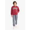 Defacto G3658A8BR285 Bordo Erkek Çocuk 2li Takım Kapüşonlu Baskılı Sweatshirt Eşofman Altı