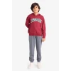 Defacto G3658A8BR285 Bordo Erkek Çocuk 2li Takım Kapüşonlu Baskılı Sweatshirt Eşofman Altı