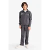 Defacto G3825A8AR104 Antrasit Erkek Çocuk 2li Takım Baskılı Yarım Fermuarlı Sweatshirt Eşofman Altı