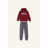 Defacto G3658A8BR285 Bordo Erkek Çocuk 2li Takım Kapüşonlu Baskılı Sweatshirt Eşofman Altı