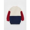 LCW baby Bej Dik Yaka Uzun Kollu Renk Bloklu Polar Erkek Bebek Sweatshirt ve Eşofman Alt 2li Takım