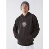 XSIDE Kahverengi Uzun Kollu Baskılı Erkek Kalın Hoodie