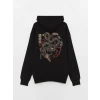 XSIDE Siyah Uzun Kollu Baskılı Erkek Hoodie