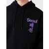 XSIDE Siyah Uzun Kollu Baskılı Erkek Kalın Hoodie