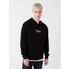 XSIDE Siyah Uzun Kollu Baskılı Erkek Kalın Hoodie