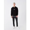 XSIDE Siyah Uzun Kollu Baskılı Erkek Kalın Hoodie