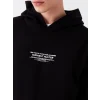 XSIDE Siyah Uzun Kollu Baskılı Erkek Kalın Hoodie