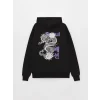 XSIDE Siyah Uzun Kollu Baskılı Erkek Kalın Hoodie