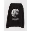 XSIDE Siyah Uzun Kollu Baskılı Erkek Kalın Hoodie