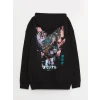 XSIDE Siyah Uzun Kollu Baskılı Erkek Kalın Hoodie