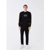 XSIDE Siyah Bisiklet Yaka Uzun Kollu Baskılı Erkek Sweatshirt