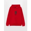 XSIDE Kırmızı Uzun Kollu Baskılı Erkek Kalın Hoodie