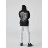 XSIDE Siyah Uzun Kollu Baskılı Erkek Kalın Hoodie