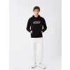XSIDE Siyah Uzun Kollu Baskılı Erkek Kalın Hoodie