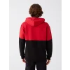 XSIDE Kırmızı Uzun Kollu Renk Bloklu Erkek Kalın Hoodie