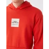 XSIDE Kırmızı Uzun Kollu Baskılı Erkek Kalın Hoodie