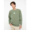 XSIDE Yeşil Bisiklet Yaka Baskılı Erkek Kalın Sweatshirt